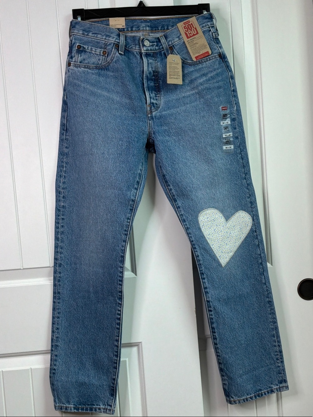 Levi's 501 Heart Patchwork 150th Anniversary Jeans New With Tags Size 28 X 30